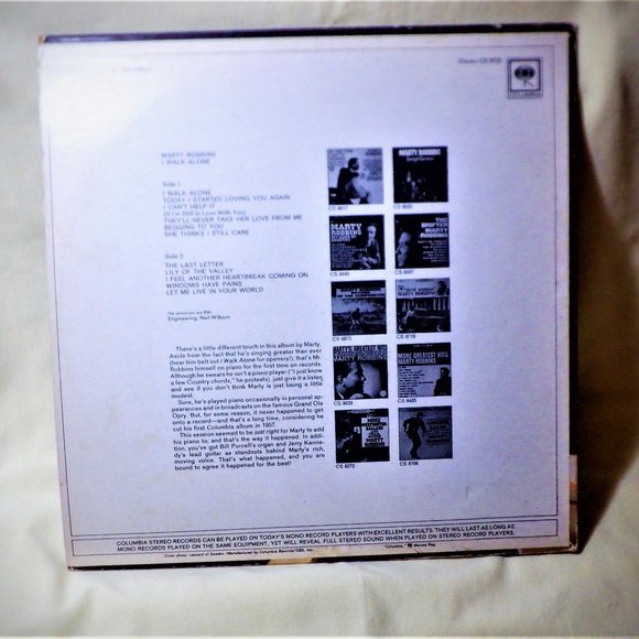 MARTY ROBBINS ~ I Walk Alone - VINTAGE - 1968 Vinyl LP - Picture 2 of 2